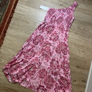 Elegant Pink Floral One-Shoulder Dress
